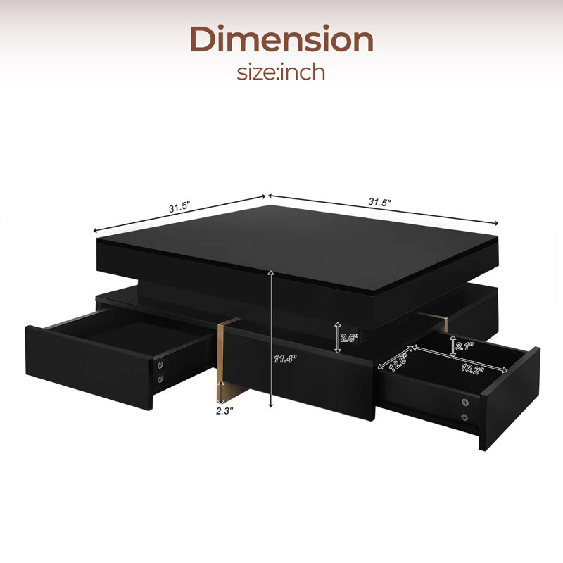 Table basse Gibora, Noir