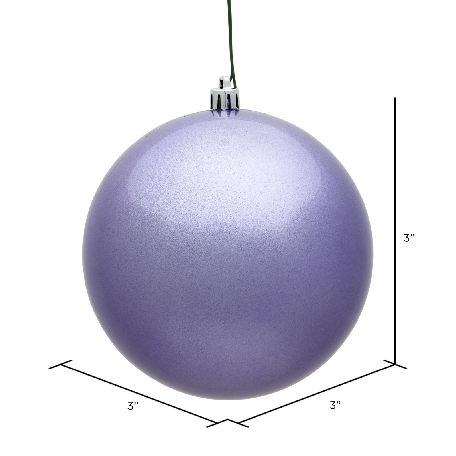 Holiday Décor Ball Ornament, Lavender Candy, 3" H x 3" W x 3" D