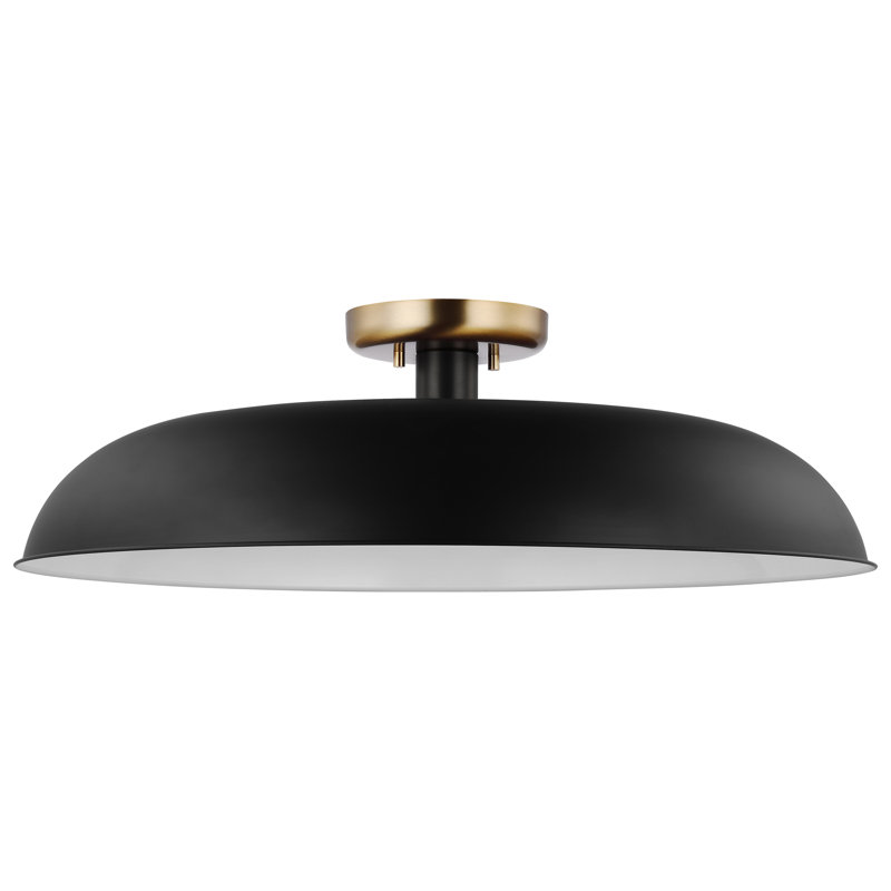 Bethany Semi Flush Mount, 7.63" H x 24" W x 24" D, Matte Black, Burnished Brass