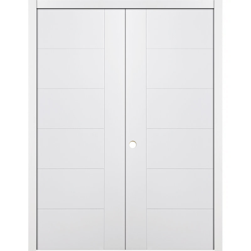Double porte intérieure stratifiée blanche Groove, 36 po x 80 po, Droite / vers l'intérieur