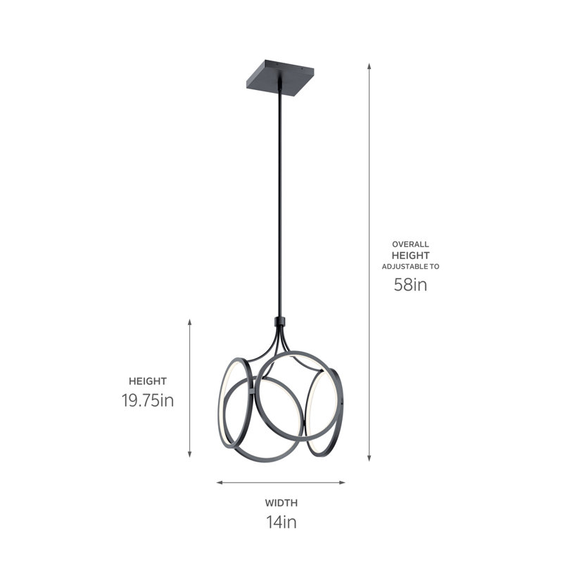 Nikiki 1 - Light LED Pendant, 58" H x 14" W x 14" D, Matte Black