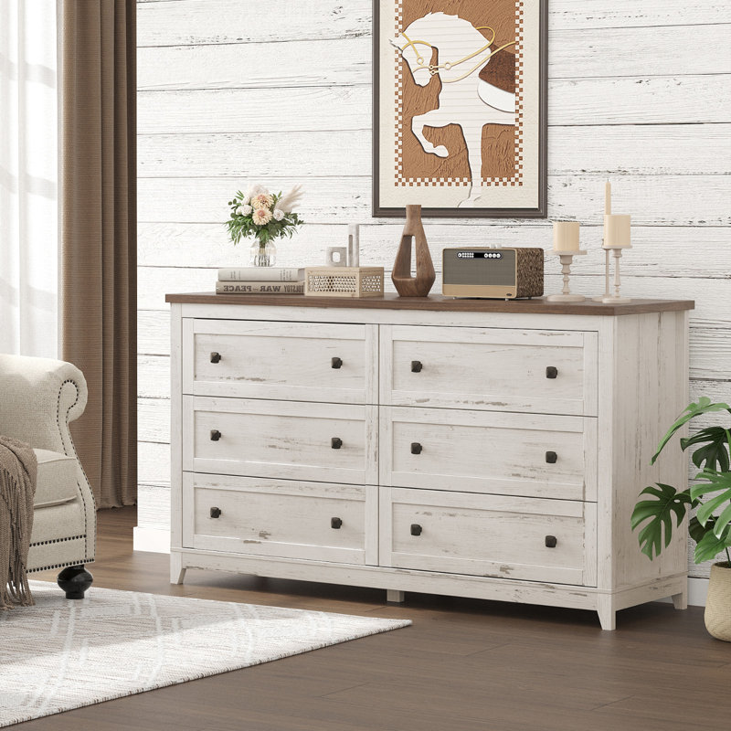 Commode 6 tiroirs pour chambre à coucher, commodes et commodes Farmhouse