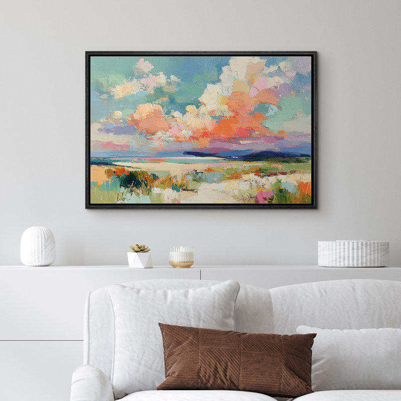 Impression de paysage mural coloré de paysage nuageux pour le salon chambre à coucher, reproduction d'art sur toile encadrée