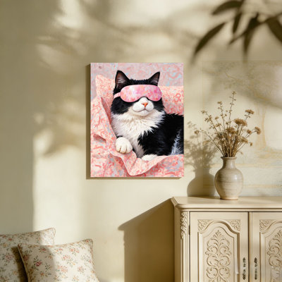 Masque de sommeil, cadre en bois à l'arrière, pièce de décoration murale, 36 po x 24 po