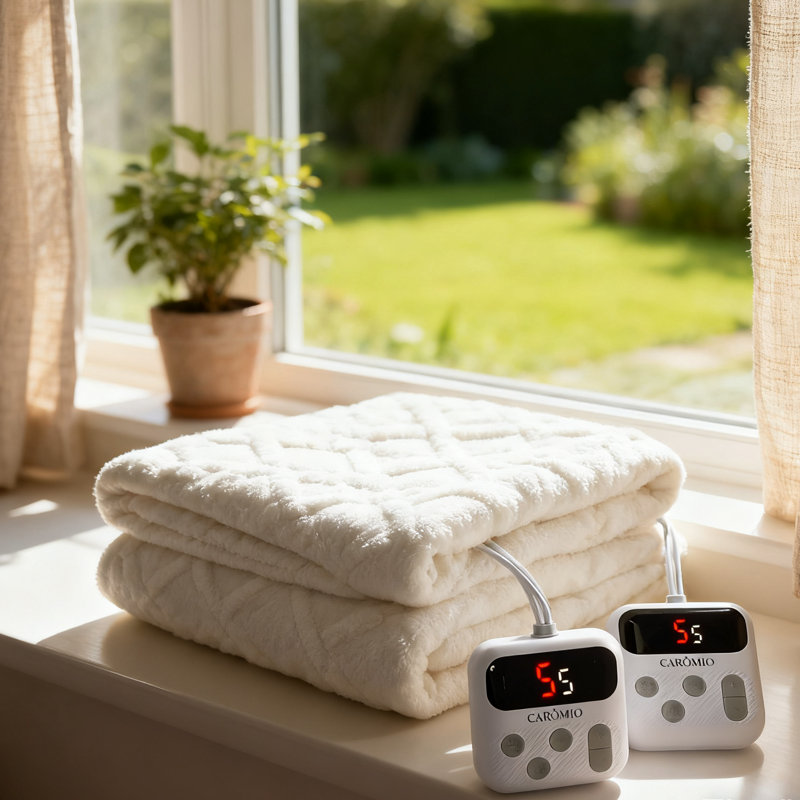 Jeté chauffant - Jeté en sherpa épais et touffeté avec 10 niveaux de chauffage et 10 réglages de temps, jeté chauffant certifié ETL 50 po x 60 po