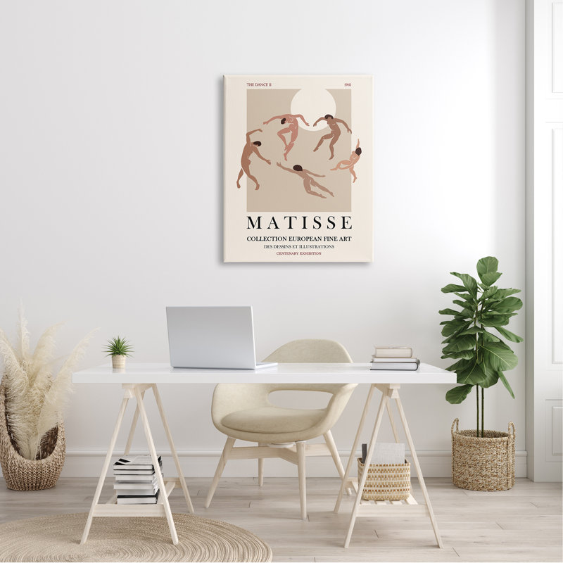 Dépliant Matisse Text Dancing People Neutral Tones, Plaque murale, L 30 po x H 30 po
