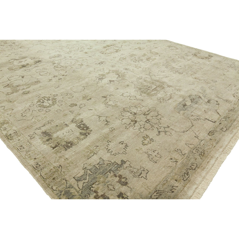 Delano Wool Abstract Area Rug in Beige, Rectangle 9' x 12'