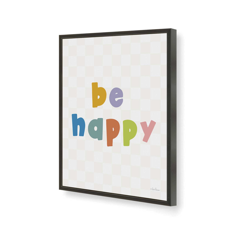 «Be Happy» par Lisa Larson, reproduction d'art, L 24 po x H 32 po, Noir, Impression encadrée