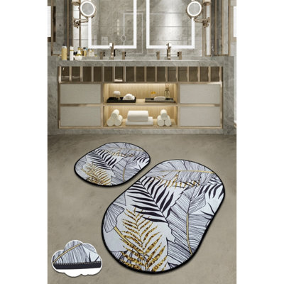 Premium Bathmat Set (2 Pieces), Antibacterial Polyester, 23.6 x 39.4 inches & 19.7 x 23.6 inches | Non-Slip Underside, 700 g/m² | Machine Washable, Soft & Durable for Bathroom Comfort, Stylish and Functional Design