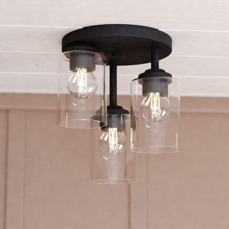 Park Ridge 3-Light 10.5 In. Wide Transitional Cylinder Flush Mount Lighting Fixture, Shade, LED Compatible, For Low Ceilings, Bedroom, Hallway, Kitchen
