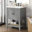 Meuble-lavabo moderne 24 po, lavabo en céramique élégant, meuble-lavabo en bois massif avec tablette et cadre-571999602-571999604
