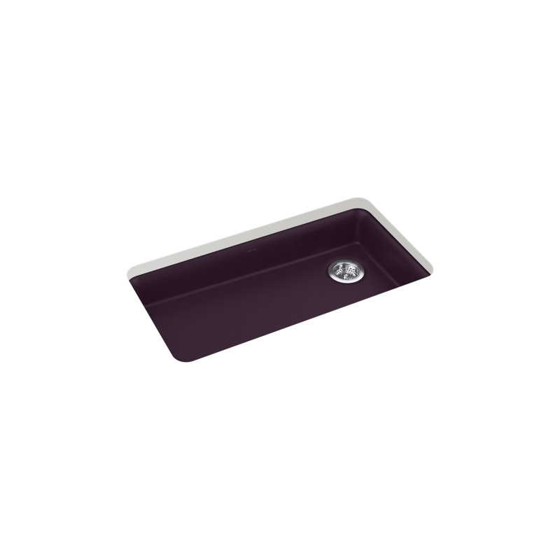 Cairn 33 In. X 18-5/16 In. X 5-11/16 In. Undermount Single-Bowl Kitchen Sink, Matte Black Plum