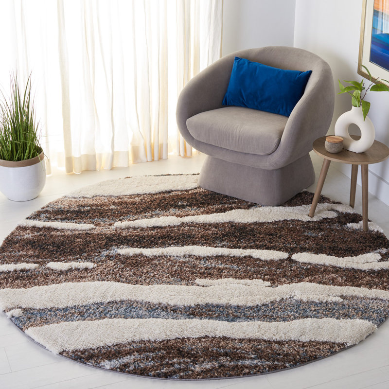 Walida Hi-Lo Shag Performance Abstract Rug, Round 8'