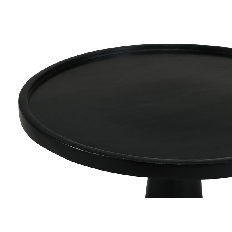 Table de bout à piédestal en bois massif de 24 po de hauteur Fadia, Teinte noire