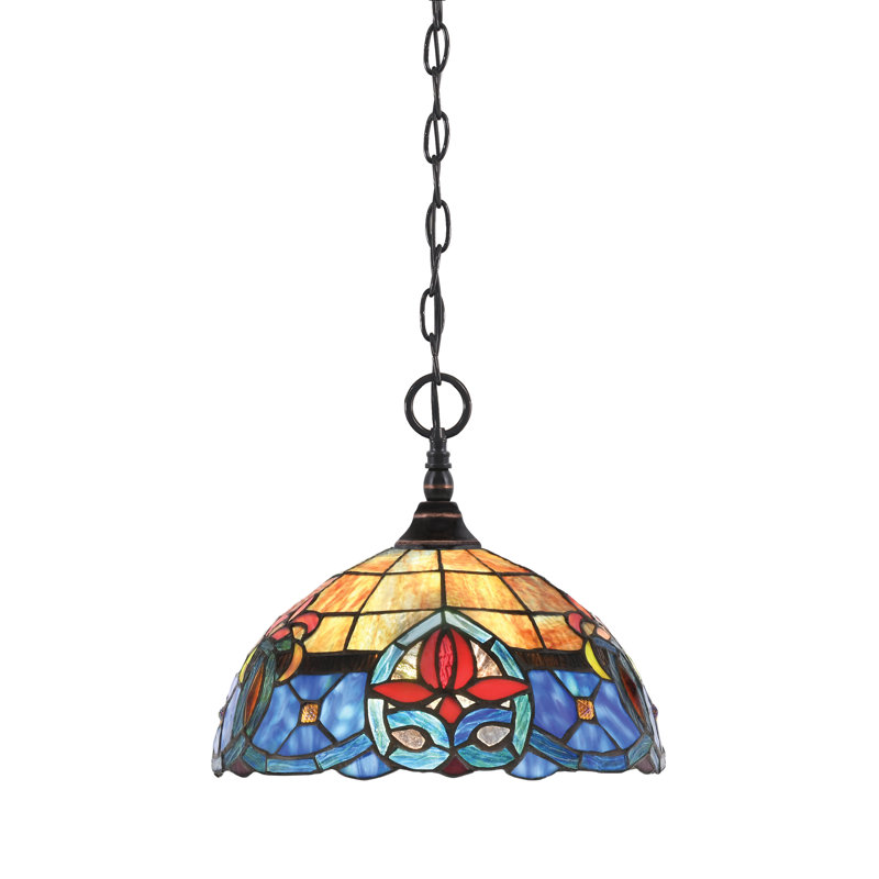 Mini-luminaire suspendu chaîne, verre Sierra 12 po, Cuivre / noir