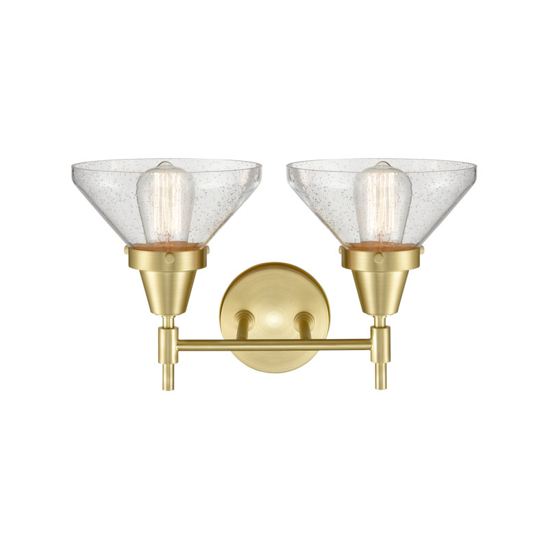 Gayle 2 - Light Dimmable Vanity Light, Satin Brass, 4 Watt Vintage LED Bulb, Seedy