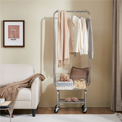 3-Tier Rolling Laundry Cart with Hanging Rack