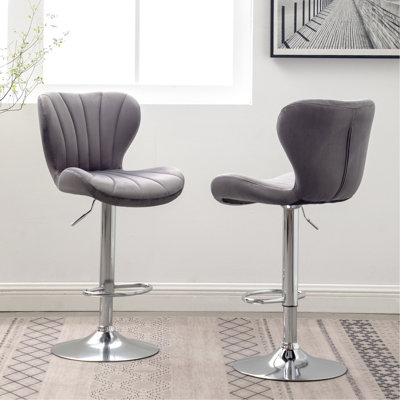 Gris, rembourré réglable, 2 - silhouette ondulée contemporaine, pivotant à 360 °, rembourrage en mousse épaisse, pivotant à 2 hauteurs en gris, avec matériau, rotation, repose-pieds confortable