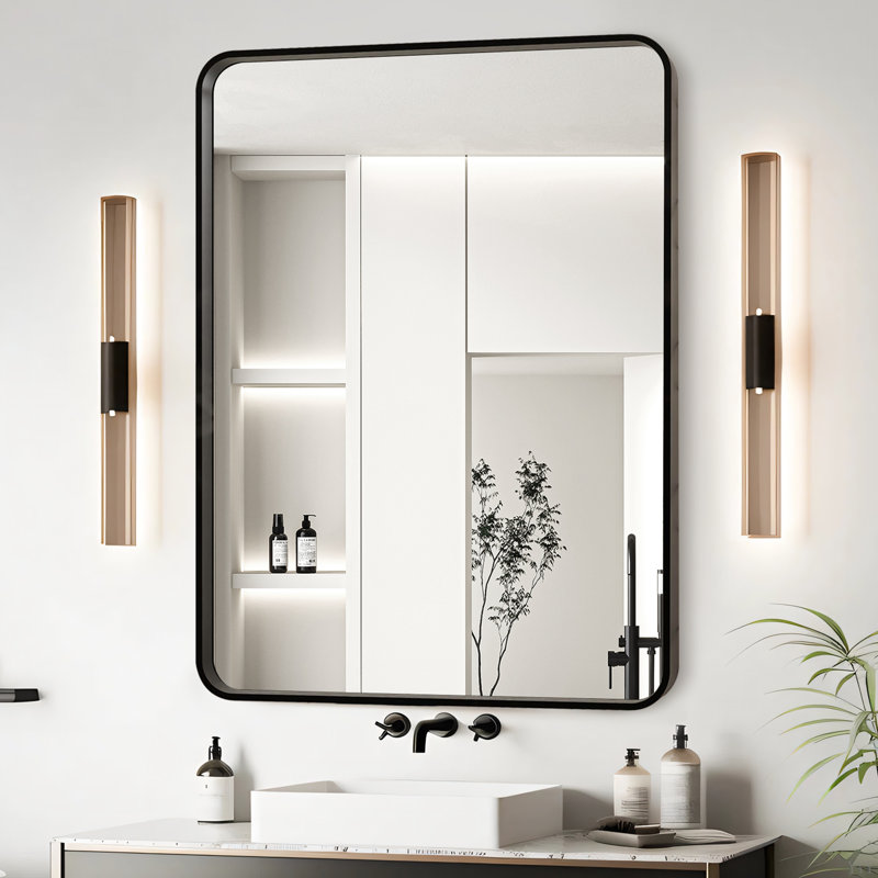 Miroir de salle de bain mural, 36 po x 40 po, Noir