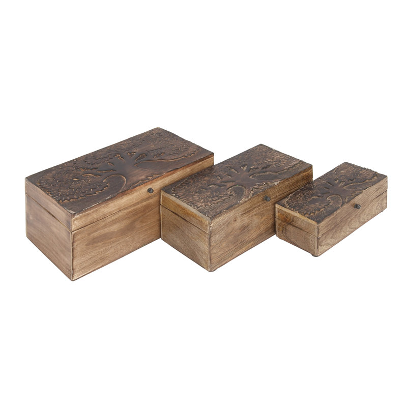 Ensemble de boîtes en bois Sartell, Chêne