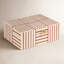 Boîte de rangement en résine rayée terracotta et blanc-116469198
