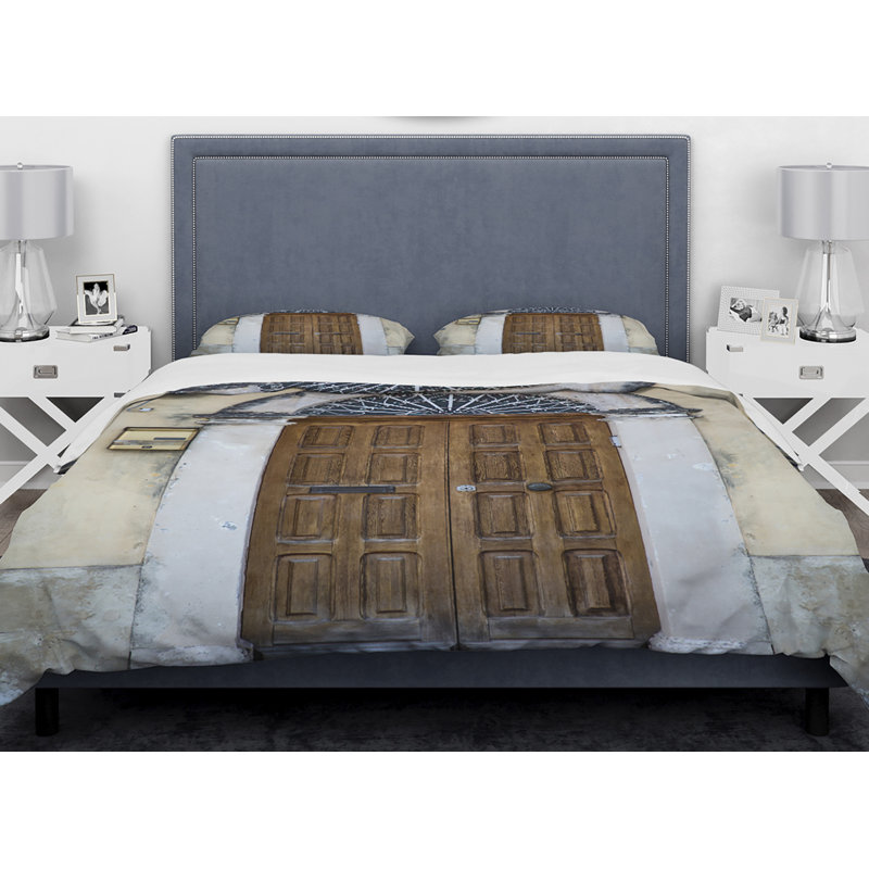 Ensemble de housse de couette Designart Door in Sicily, Housse de couette très grand + 2 taies décoratives