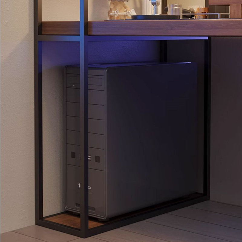Walnut Rectangular Solid Wood Executive desk with drawers desk, 29.53" H x 70.87" W x 23.62" D, Left Hand Return