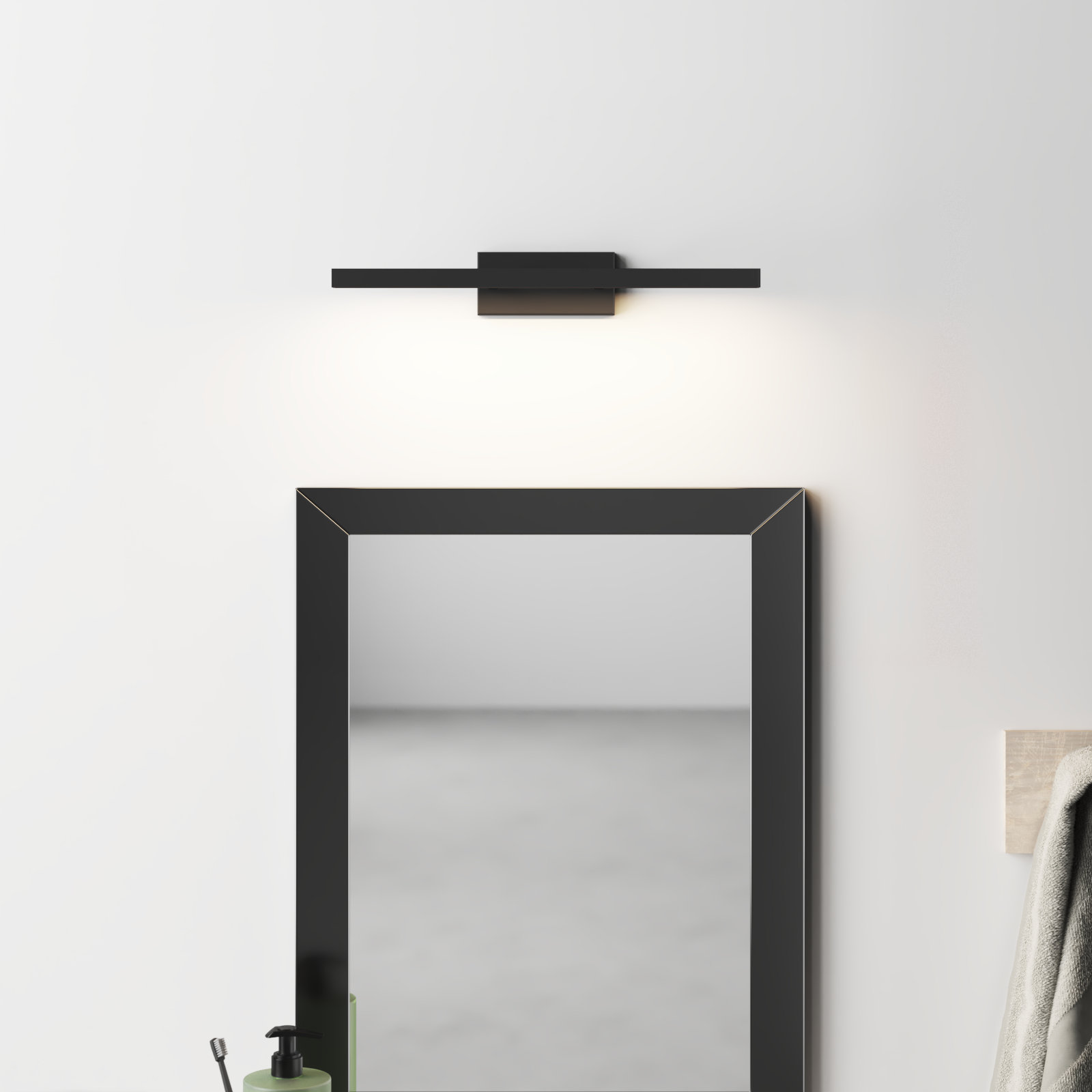 Rochelle Single Frosted Dimmable LED Vanity Light, Black, 3500K