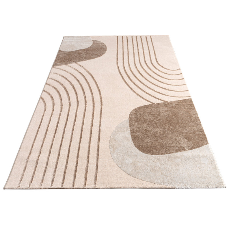 Tuana Abstract Area Rug, Beige, Rectangular 120cm x 160cm