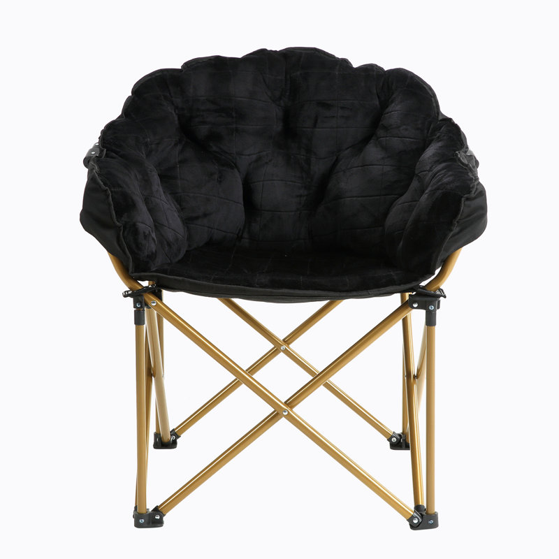 Club Chair/Faux Fur Saucer Chair for Bedroom/X-Large, Black Faux Fur
