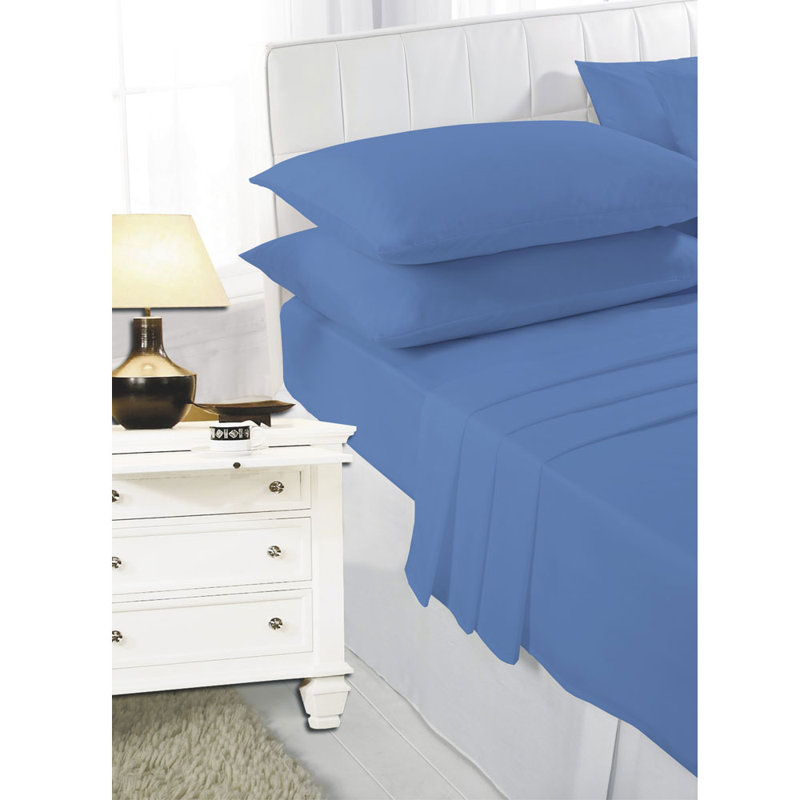 Solid Colour Duvet Cover Set with Pillowcases Included, Single - 1 Standard Pillowcase, Blue