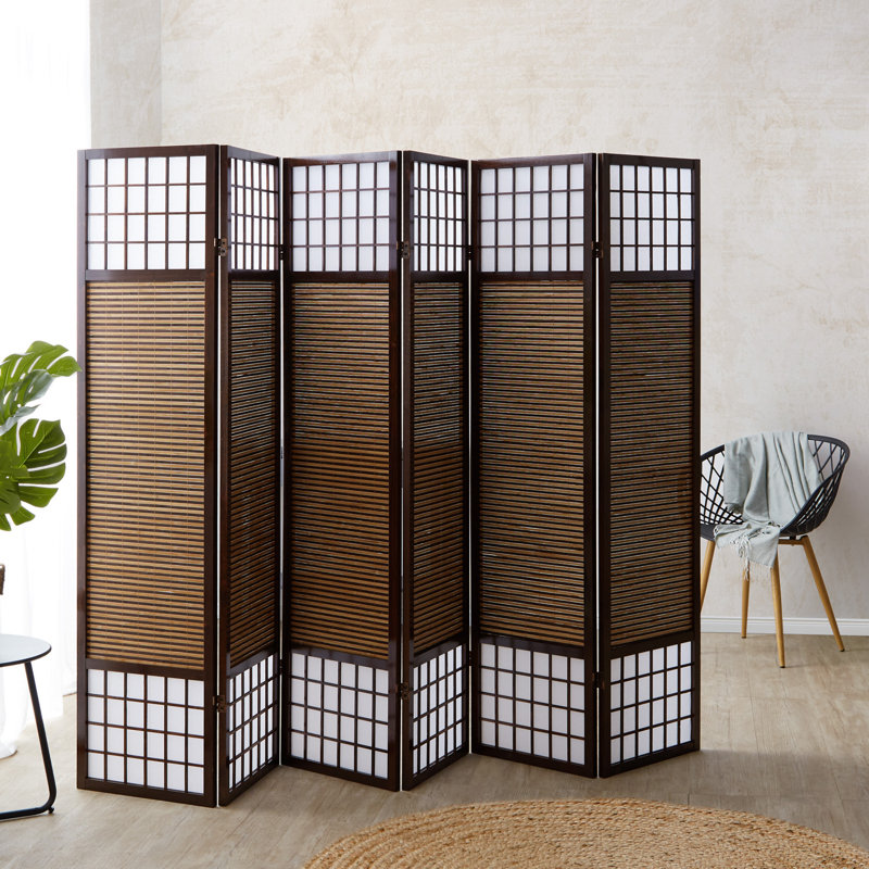 Room Divider Delf Screen Partition Shoji Room Divider Wood With Bamboo, 6