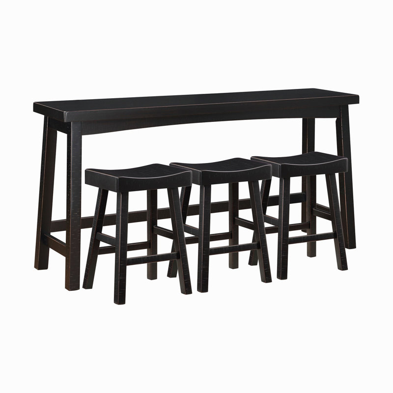 Ensemble de 4 tabourets à hauteur de comptoir, tabourets de table et de comptoir transitionnels, Noir, Noir, Noir