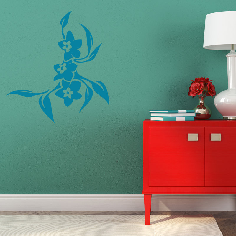 Adhésif décoratif fleurs Galusha, Bleu sarcelle