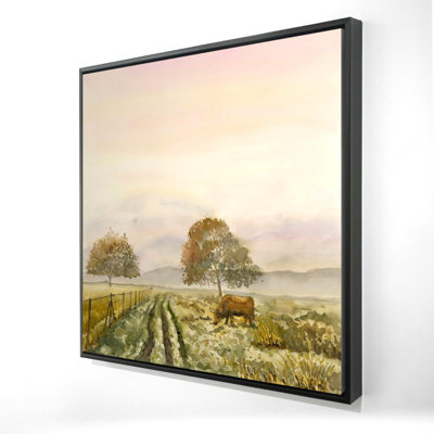 Doux matin à la campagne - toile encadrée 24 po x 24 po
