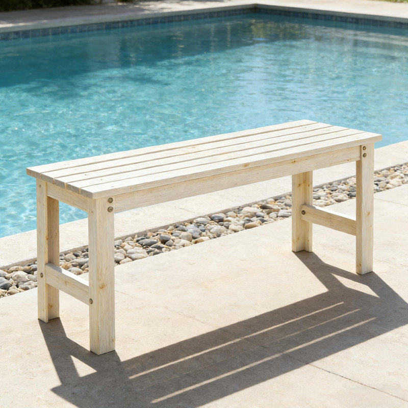 Backless Slatted Bench,Wood Outdoor Bench