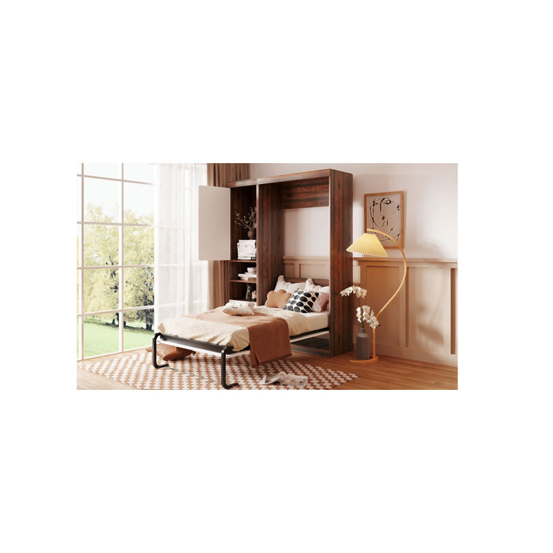 Lit escamotable mural Murphy avec armoire, blanc