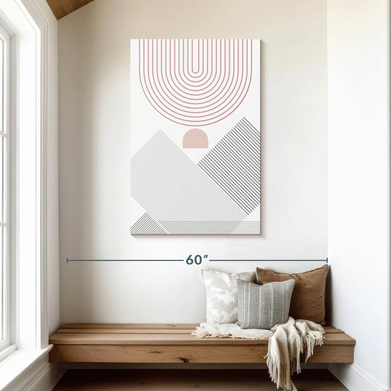 Avery Modern Mid-Century Abstract Pink Grey III, 45" H x 30" W