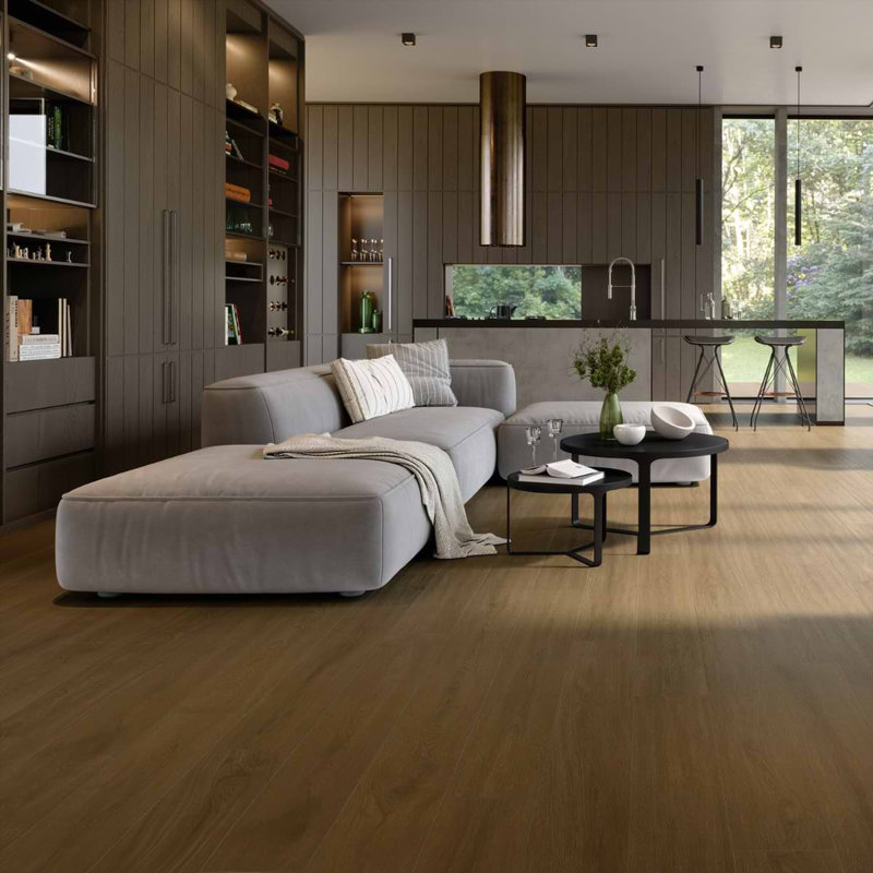Oaktree 7x60 XL Wood Look Matte Porcelain Tile, Dark Brown