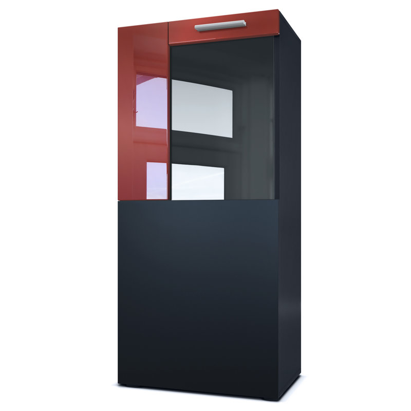 Killion Display Cabinet, Without LED, Black/Bordeaux High Gloss
