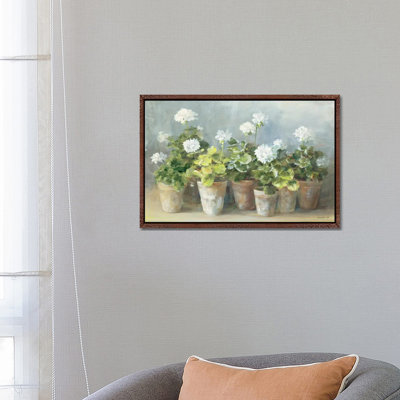 White Geraniums by Danhui Nai - Painting on Canvas