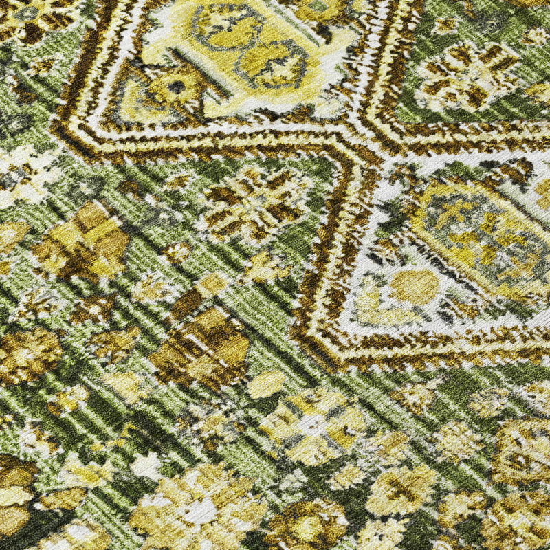 Tapis olive intérieur / extérieur lavable à la machine Xhevrie, Rectangulaire 8 pi x 10 pi
