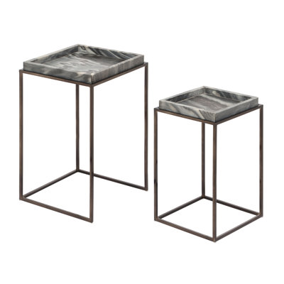 Tea Side Table - Grey Granite - Matt Black Feet