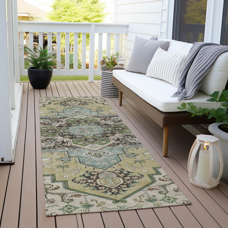 Lani Beige Washable Indoor-Outdoor Rug - , 2'3" x 7'6"