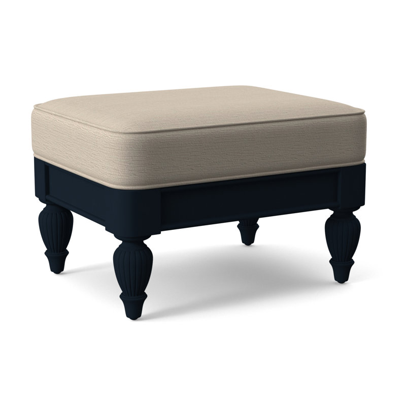 Grand View Ottoman, Navy Finish, White Textured Performance; 0865-91