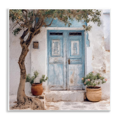Art mural arbre et porte bleue par RileyB