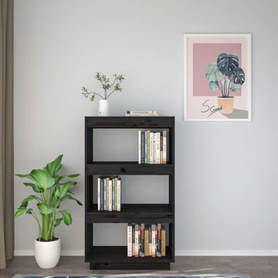 Latitude Run® Book Cabinet/Room Divider Black 15.7"X13.8"X53.1" Solid Wood Pine