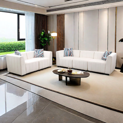 KOKO - Canapé modulaire en microfibre blanc pour salon minimaliste