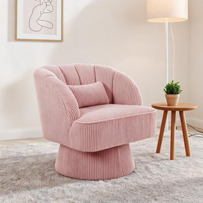 Fauteuil pivotant à rayures, fauteuil d'appoint moelleux avec coussin
