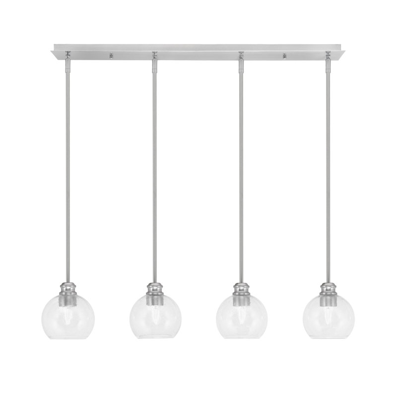 Luminaire suspendu linéaire 4 lumières avec verre 5,75 po Edge, Clair, Nickel brossé